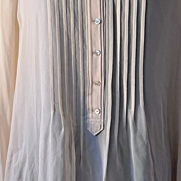 Calypso Womens Long Sleeve‎ Sheer Pintuck Button Up Top Blouse Light Pink Size M - Picture 2 of 6